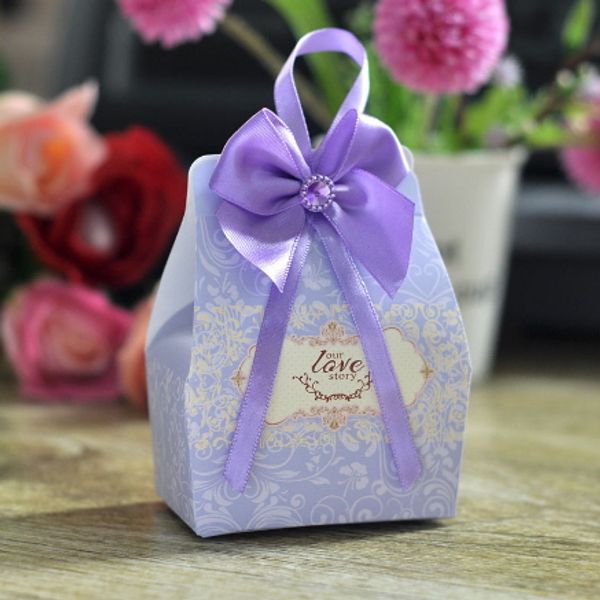 

3color wedding candy boxes bridal decoration paper baby shower box gifts favor with bow party bags supply red halloween chocolates