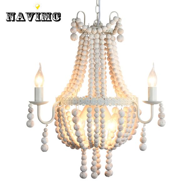Modern Nordic Antique White Wood Chandeliers Lighitng For Hotel