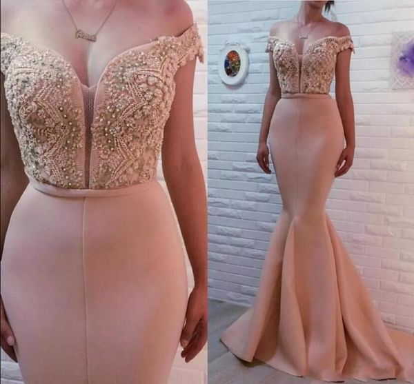 

Off the houlder hort leeve peach bride maid dre e long mermaid lace equin atin country wedding gue t dre e formal party prom wear
