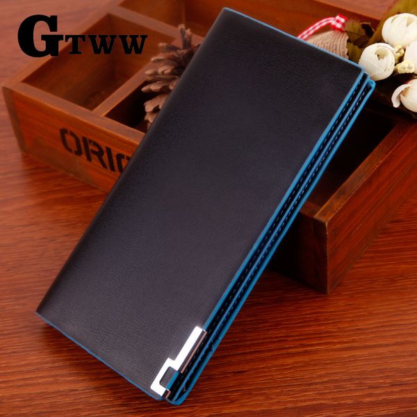 

fashion new long style 2 fold design iron edge solid color capacity id credit card holder purse wallet ing, Red;black