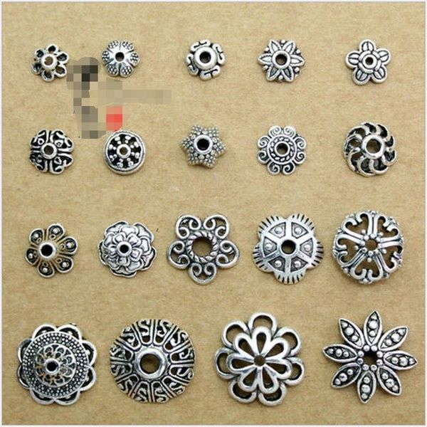 

wholesale diy jewelry accessories tibetan silver vintage alloy blossom bead cap flower pedal support antique silver charms for bracelets