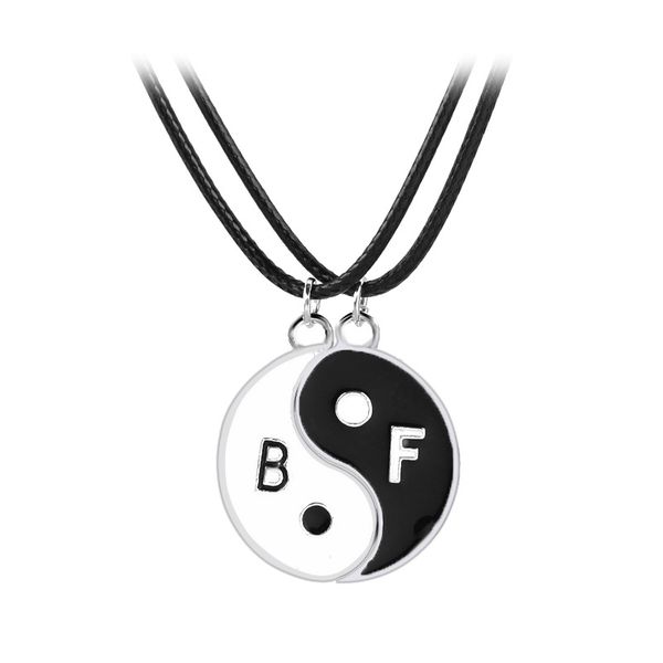 

2pcs/set new tai chi bff lovers necklace friends forever pendant necklace jewelry for women men gift, Silver