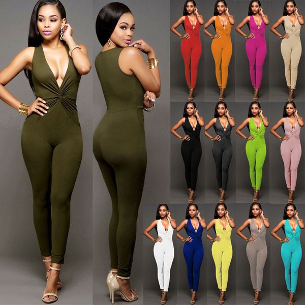 

wholesale-deep v zip front rompers womens jumpsuit slimming stretchy bodycon playsuit bandage bodysuit women party overalls club wear, Black;white