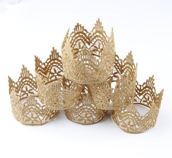 

vintage gold lace crown headband princess headband pgraphy prop smash cake outfit hair accessories yh654, Slivery;white
