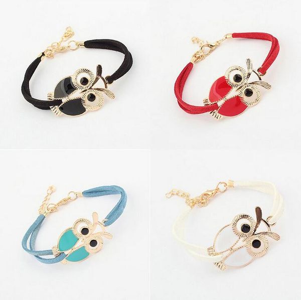 

good a++ wild belt color owl bracelet fashion new bracelet fb179 mix order 20 pieces a lot charm bracelets, Golden;silver