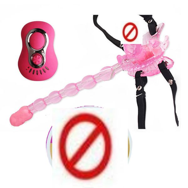 Dildos Brand New Butterfly Fernbedienung 7 Geschwindigkeiten Strap On Vibrator Dildo Anal Sex Toy # R91