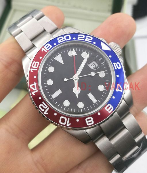 

New 2813 Red GMT Ceramic Bezel Mens Mechanical Stainless Steel Automatic Movement Watch Sports Self-wind Watches Wristwatch