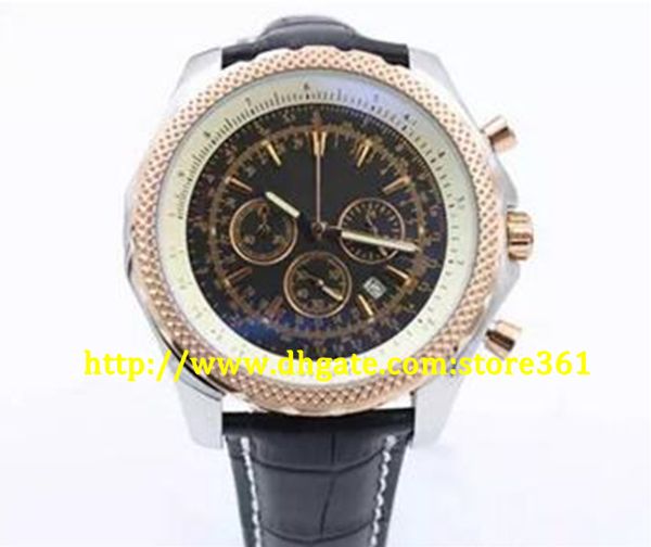 

store361 new arrive mens winding dezel stainless steel watch mens black belt watches swiss mens wristwatch with calendar, Slivery;brown