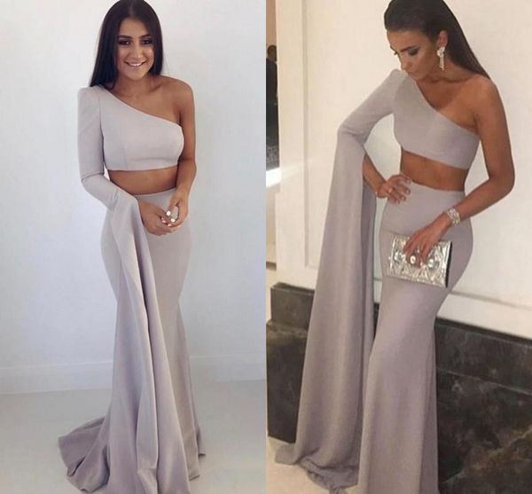 

Vestido де фиеста 2018 Sexy Two Pieces одно плечо Русалка платья выпускного вечера на заказ дл