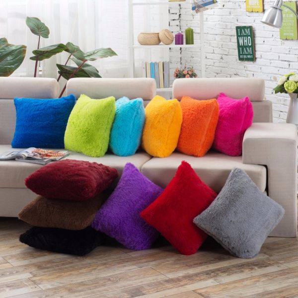 

wholesale- household colorful pillow case flannel bolster cover home relaxiation square backing block cases 7 colors cotton pillow covers