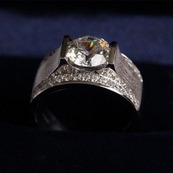 

men's 925 silver sapphire simulated diamond zircon gemstone rings fashion engagement wedding bands jewelry boys, Slivery;golden