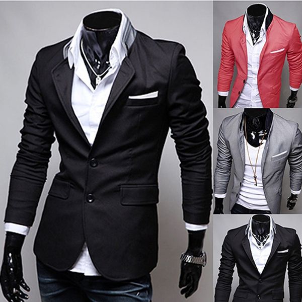 

wholesale- men's fashion spring autumn warm soft casual stand-up collar business suit coat, White;black