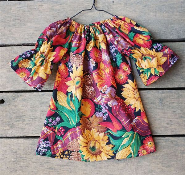 2018 Primavera Vestidos crianças para meninas Boutique Bebés Meninas Vestuário vestido da menina flor Ruffle luva meninas Vestidos bebê roupa menina 3 estilos
