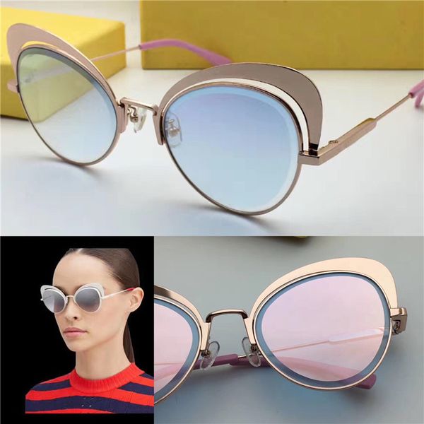 

new women design sunglasses ff eyehine cat eye metal ultra-light frame outdoor summer style crystal lens uv400 lens, White;black