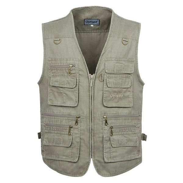 

wholesale- 4xl 5xl spring autumn men plus size v-neck casual vests male big size multi-pockets waistcoats outdoors pgraphy vest d142, Black;white