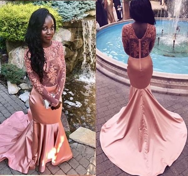 

2021 long sleeve prom dresses evening dresses long mermaid dress, Black