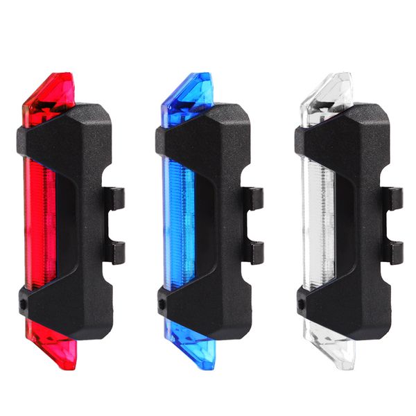

wholesale- 5 led night mountain bicycle cycling tail light usb rechargeable red warning light bike rear safety #88373