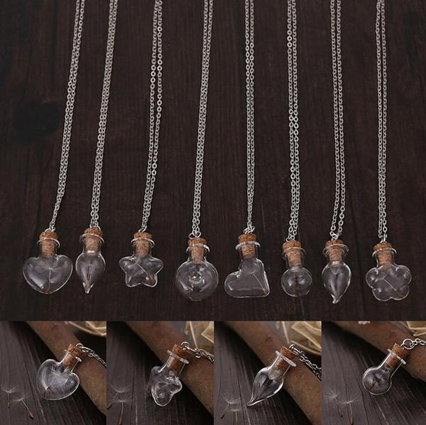 

explosion handmade diy jewelry glass bottle dandelion creative drift bottle pendant necklace wfn276 (with chain) mix order 20 pieces a lot, Silver