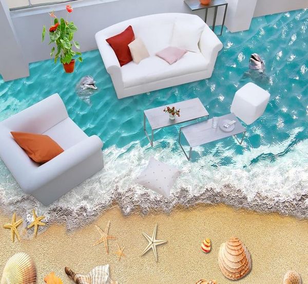 

waterproof pvc wallpaper hd beach 3d floor pvc wallpaper for floor