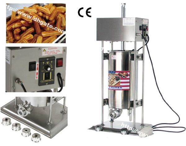 15L Comercial Use110v 220 v Elétrica Automático Churro Máquina de Fazer Máquina de Padeiro Preenchimento Extrusora com 5 Bicos