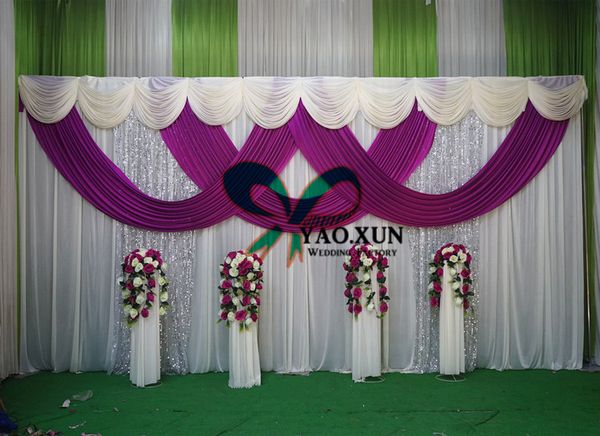 

1 Компл. Белый Свадебный Фон Драпировка Занавес И Фиолетовый Цвет Драпировка Хаба