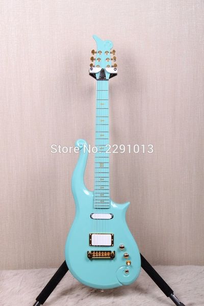 

Unique hand made checter diamond erie prince cloud light green electric guitar gold hardware white pickup multiple color available
