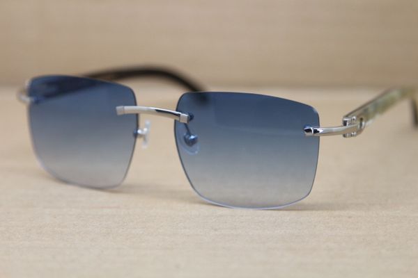 

brand buffalo horn glasses sunglassses for men women 8300816 genuine natural black white horn rimless sunglasses 54mm with original case, White;black
