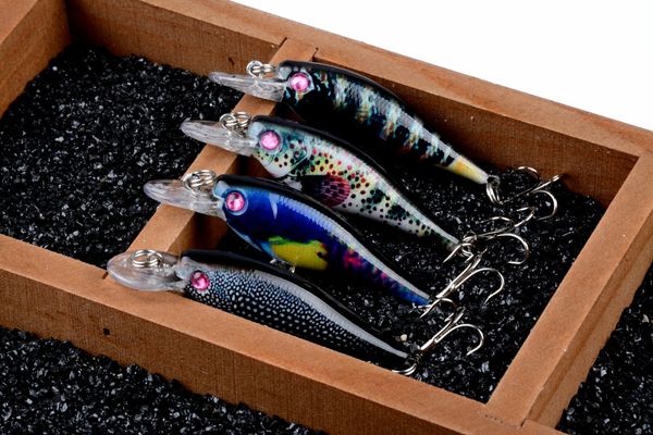 

bright colors laser minnow bait freshwater fishing lure 6cm 4.7g short tongue wobblers artificial lure
