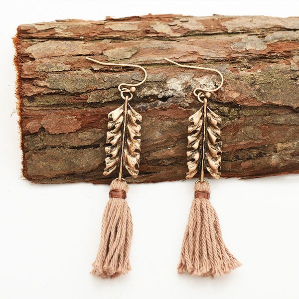 

fashion bohemia retro style long tassel earringg leaves dangle earrings jewelry original design delicate women girls gift