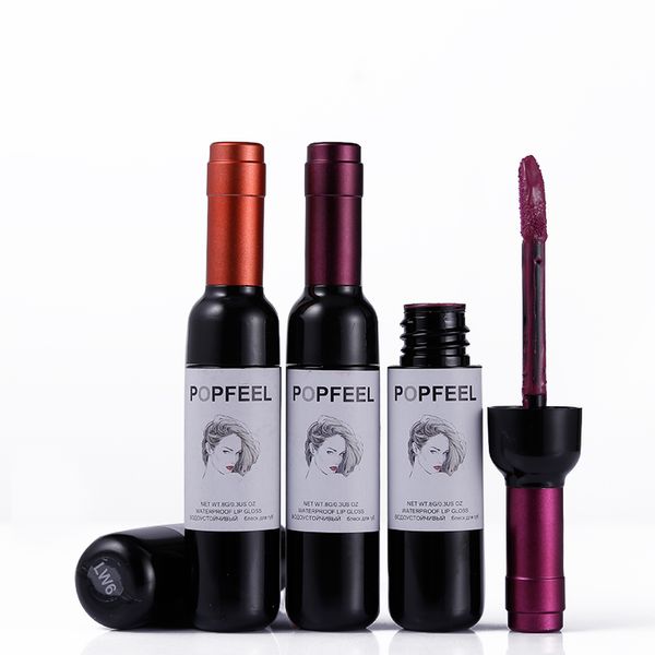 Popfeel Red Wine Lip Tint Matte Liquid Lipstick Set Balm Balm Makeup Nude Baby Lip Gloss Kit Корейская косметика