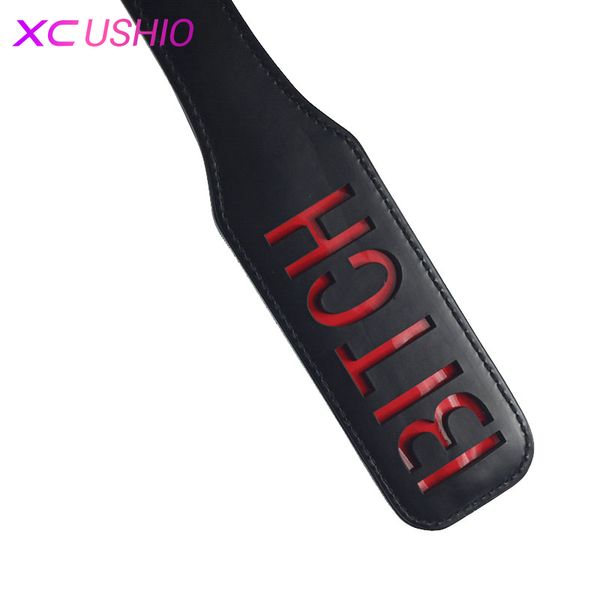 

game bondage flirting leather paddle/whip pu word bitch spanking products toys crop aids product with riding sm 0701 pfwpe