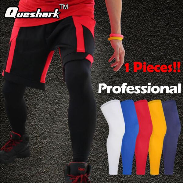 

wholesale- 1pcs professional basketball knee pads men running fitness training long leg sleeve sports protector uv sun cycling leg warmers
