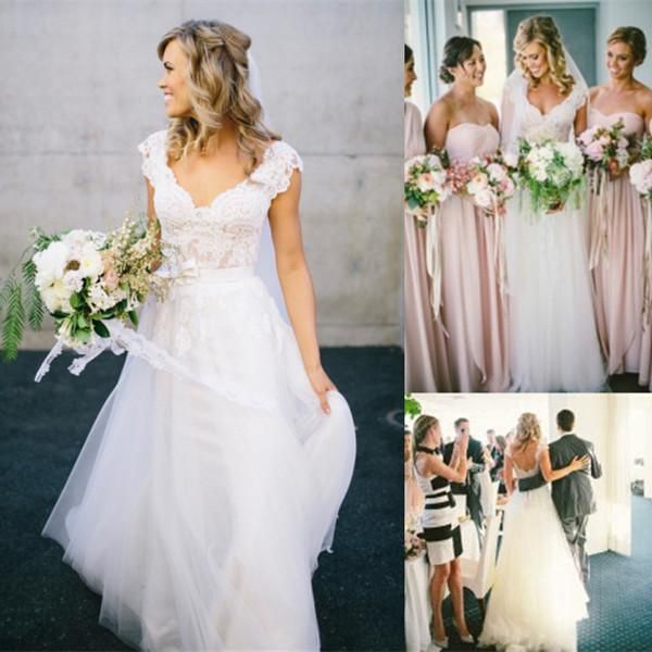 

boho wedding dresses appliques lace bohemian beach country western bridal dress a line wedding gowns robe de mariage tull skirt long, White