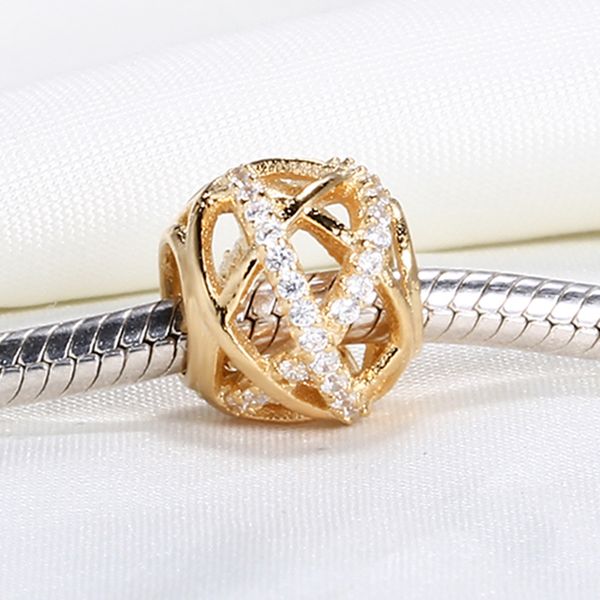 

Wholesale Real 925 Sterling Silver Not Plated Gold Plated Beads Openwork CZ European Charm Bead Fit Pandora Snake Chain Bracelet DIY Jewelry