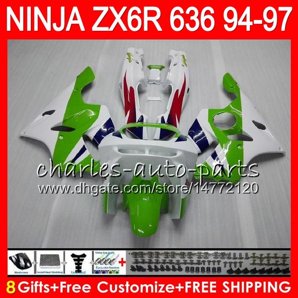 

8Gifts 23Colors для Кавасаки ниндзя запросу ZX6R ZX636 94 95 96 97 ZX в-6р в ZX-636 33HM1 600CC на ZX 636 ZX в 6р 1994 1995 1996 1997 обтекатель комплект зеленый белый
