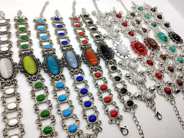

Hot Sale Women Fashion Antique Silver Charm jewelry Bracelet 24pcs/lot Mixed Style Tibetan silver Bangle Fit Women Party Gift Wedding