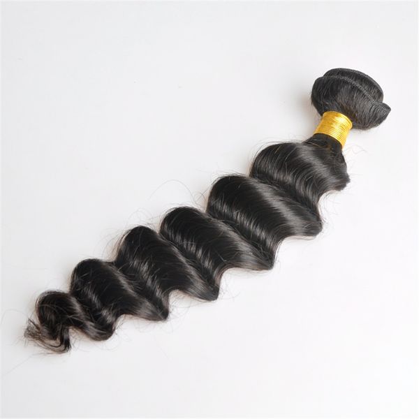 

8a brazilian virgin human hair loose deep wave curly unprocessed remy hair weaves double wefts 100g/bundle 1bundle/lot hair wefts, Black