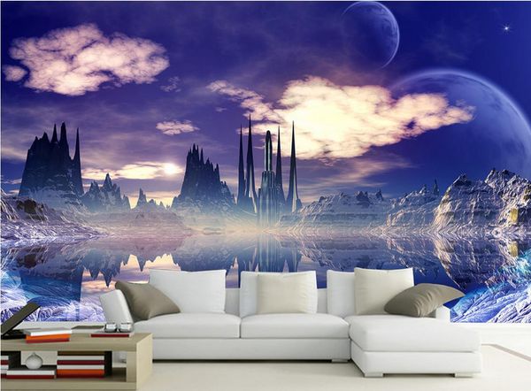 

customize size modern dream sky city tv wall mural 3d wallpaper 3d wall papers for tv backdrop