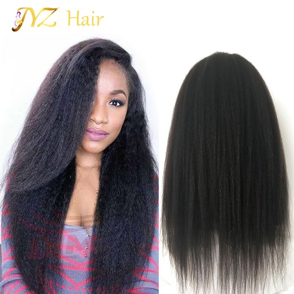 

JYZ Glueless Kinky Прямой Полный Парик Шнурка Афро Парики Фронта Шнурка С Натуральной Линии Волос Отбеленные Узлы Детские Волосы Вьющиеся Парики