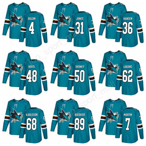 

17-18 san jose sharks 36 jannik hansen 4 brenden dillon hockey jerseys 62 kevin labanc 89 mikkel boedker 68 melker karlsson 50 chris tierney, Black;red