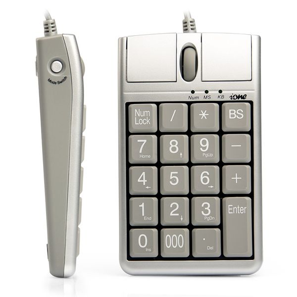 

2 in 1 ione scorpius n4 optical mouse usb keypads,wired 19 numerical keypad with mouse & scroll wheel for fast data entry usb keyboard mouse