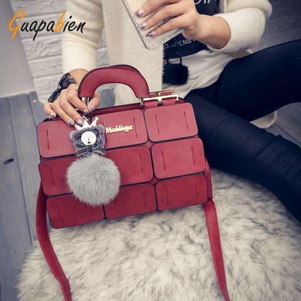 

wholesale- guapabien woman bags handbags suture boston bag inclined shoulder ladies hand bag sac a main de luxe women pu leather handbag