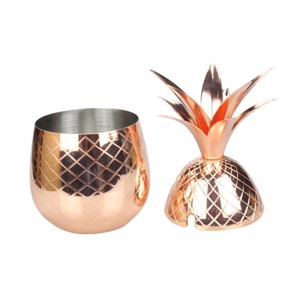 

500ml Pineapple Cocktail Cup Moscow Mule 304 Stainless Steel Pineapple mug Metal Copper Cups Free Shipping