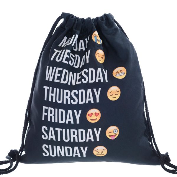 

wholesale- women drawstring bag girls backpacks cotton emoji purple color bp035