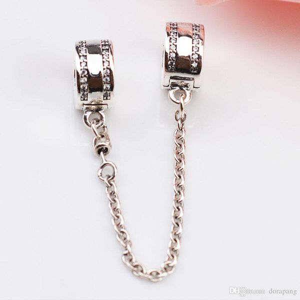 

edell стерлингового серебра 925 pandora шарм проложить вдохновение алмаз цепи безопасности бусины подходят европейские женщины браслет diy ю, Black