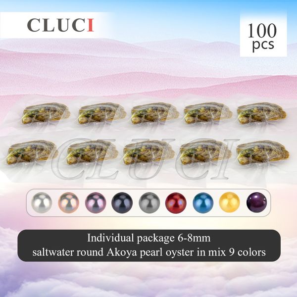 

100PCS Mix 9 colors and 1 piece twins Individual package 6-8mm saltwater round Akoya pearl oyster