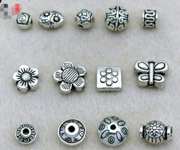 

100pcs tibetan silver barrel spacer charms findings bohemian retro antique loose beads mix styles jewelry accessories wholesale, Bronze;silver