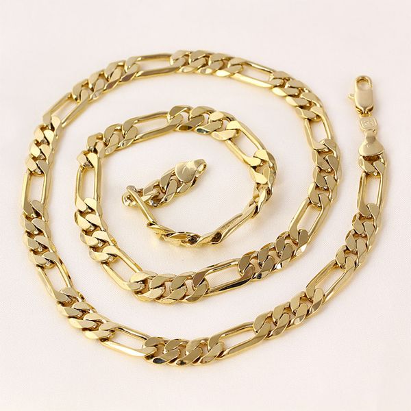 

women or mens 24k real solid gold gf figaro chain necklace 8 mm links 60 cm curb gift case, Silver