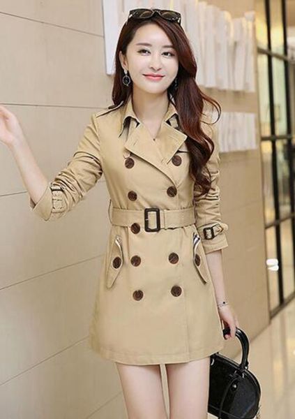 

women in the spring and autumn period and the european and american fashion style fine long trench coat lapels / s-4xl, Black