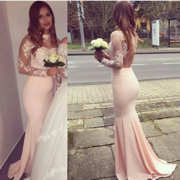 

long sleeves high neck formal occasion prom dress with open back mermaid party dress charming evening dress, Black